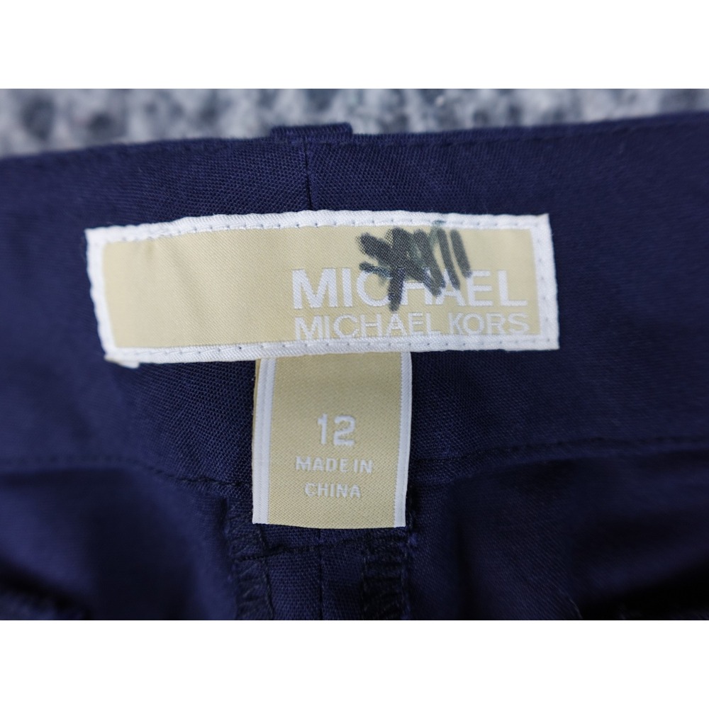 Michael Kors Shorts Womens 12 Navy Blue Tailored Chino Mid Rise SM11 - Picture 6 of 13